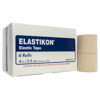 Elastikon Tape - 4 inch - Johnson and Johnson - Box of 6 rolls 2.5 yards long